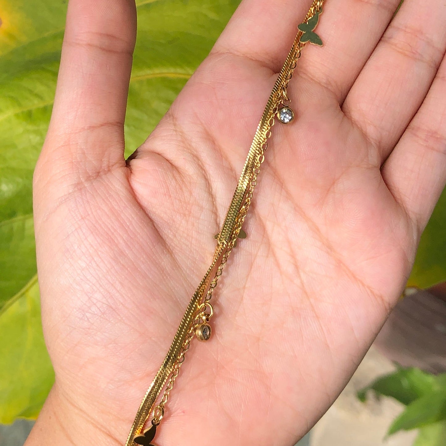 BUTTERFLY CHARM SNAKECHAIN BRACELET