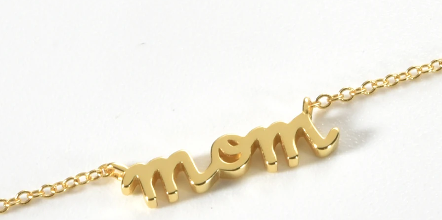 MOM + CZ Diamond Charm Necklace | 925 Silver
