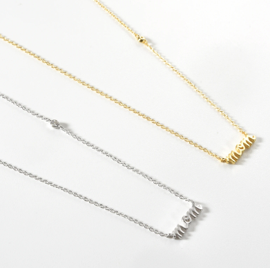 MOM + CZ Diamond Charm Necklace | 925 Silver