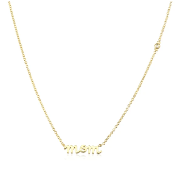 MOM + CZ Diamond Charm Necklace | 925 Silver
