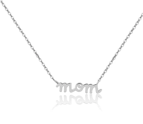 MOM + CZ Diamond Charm Necklace | 925 Silver