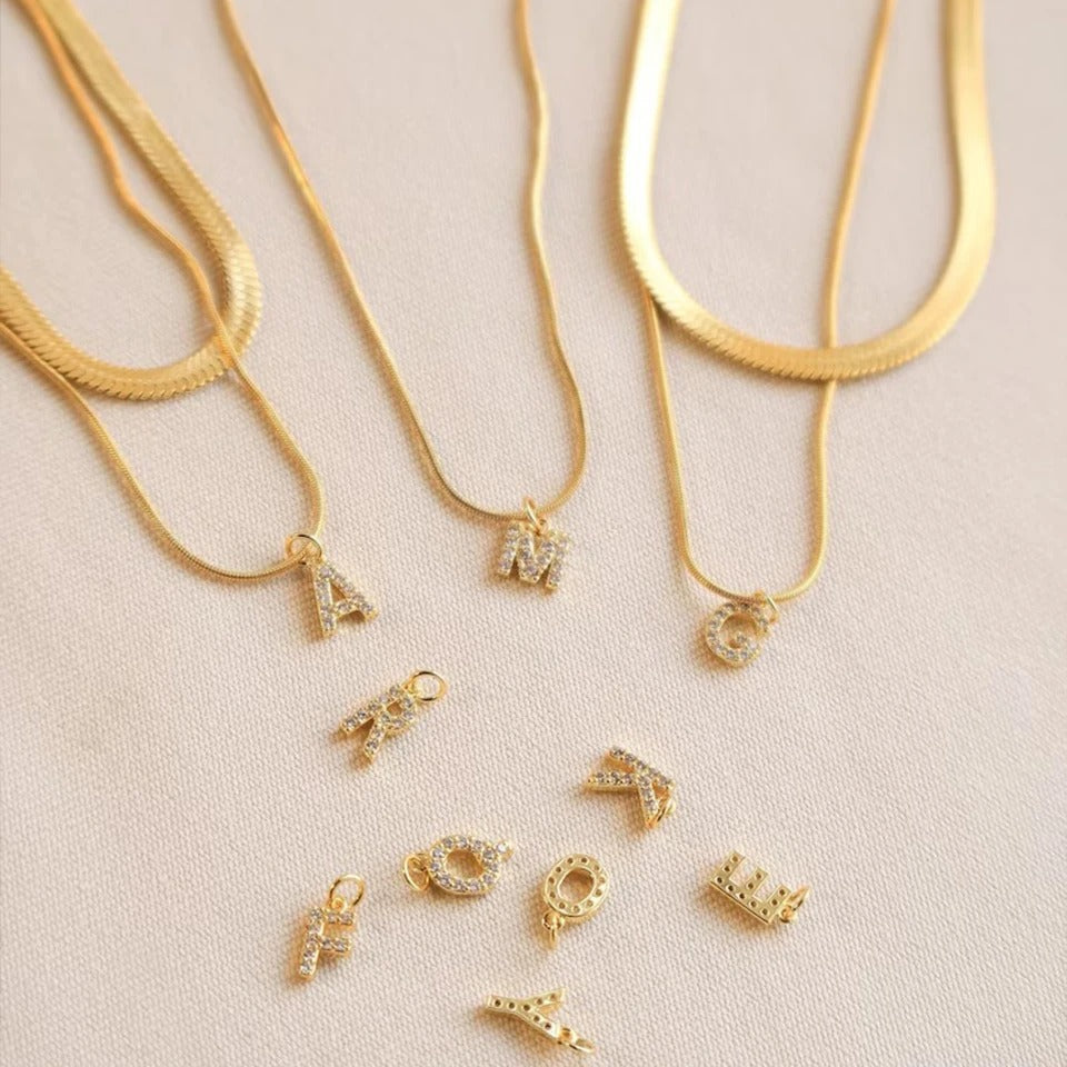 INITIAL SNAKECHAIN + ROPE NECKLACE SET (2 PC) | 14K GOLD PLATED
