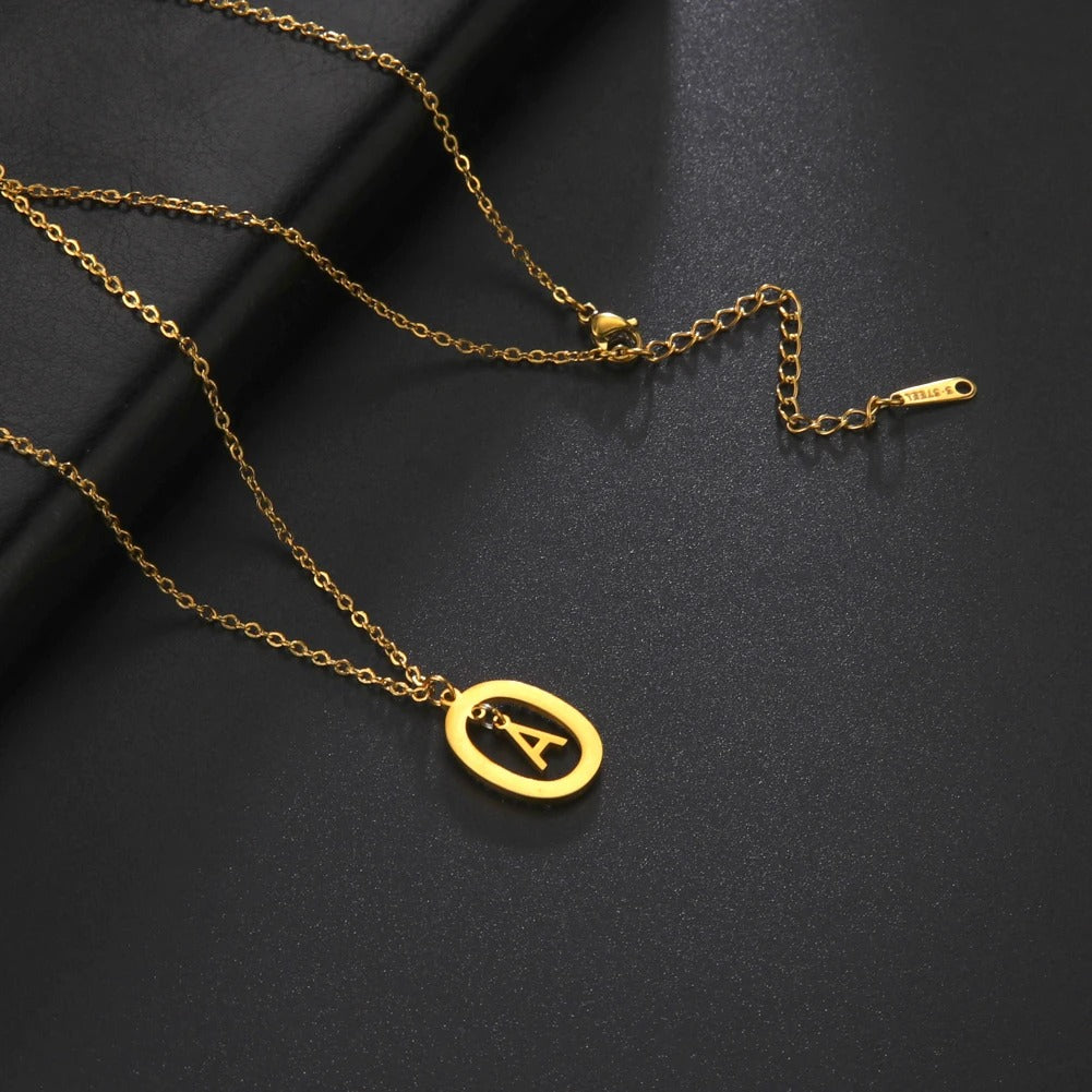 INITIAL LETTER CZ FRAME NECKLACE