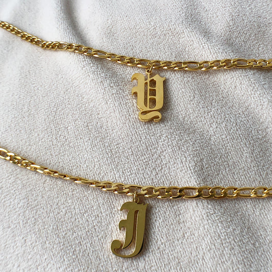 [SALE] GOTHIC INITIAL FIGARO CHAIN ANKLET