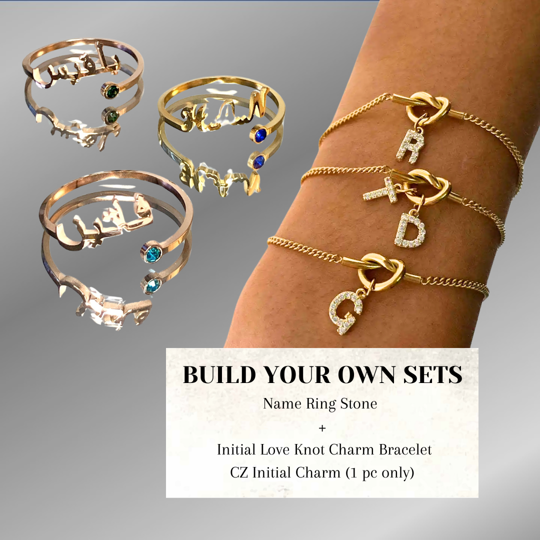 [BUNDLE SET] LOVE KNOT BRACELET + NAME RING