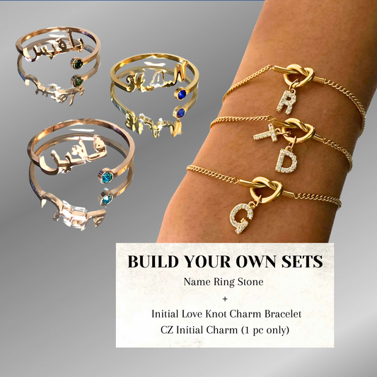 [BUNDLE SET] LOVE KNOT BRACELET + NAME RING