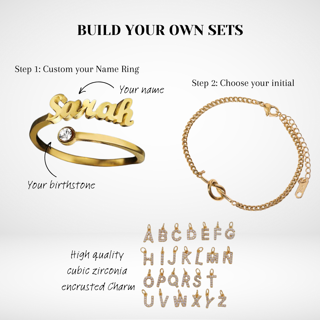 [BUNDLE SET] LOVE KNOT BRACELET + NAME RING
