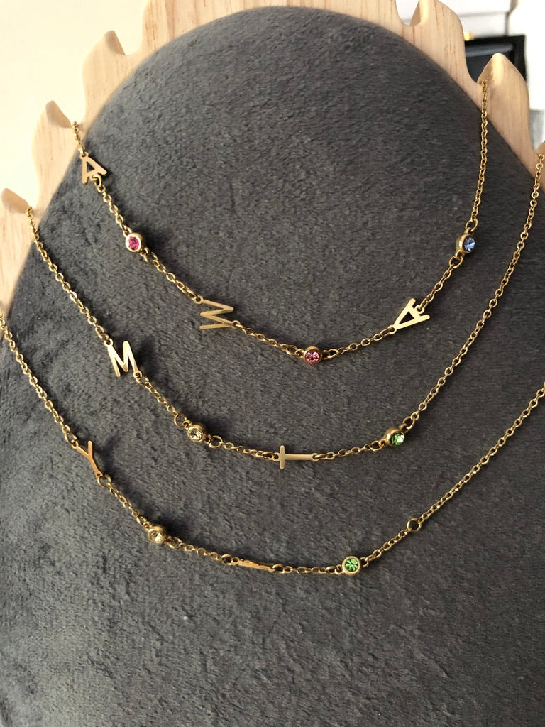 [PRE-ORDER] SIDE INITIAL BIRTHSTONE NECKLACE