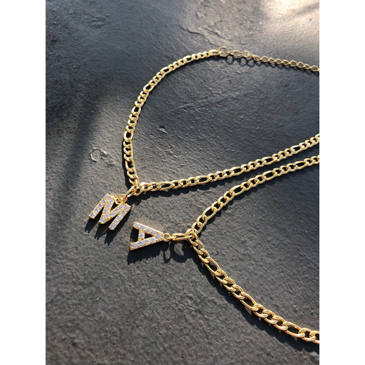 [PRE-ORDER] INITIAL CHAIN CUBIC ZIRCONIA DIAMOND / FIGARO CHAIN