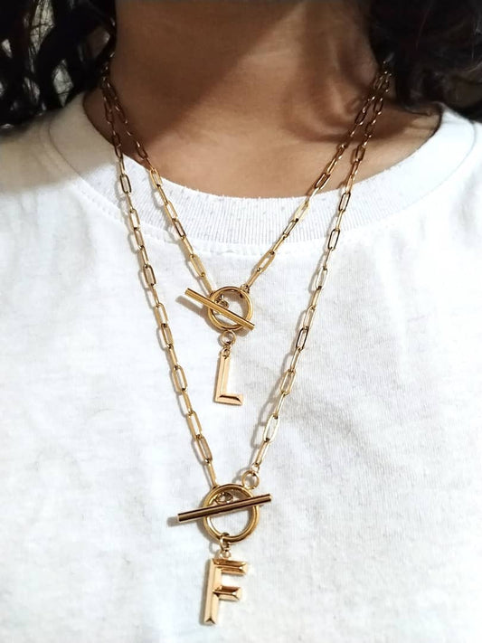[PRE-ORDER] INITIAL TOGGLE PAPERCLIP NECKLACE