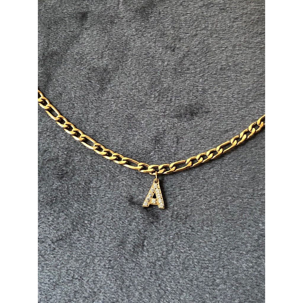 [PRE-ORDER] INITIAL CHAIN CUBIC ZIRCONIA DIAMOND / FIGARO CHAIN