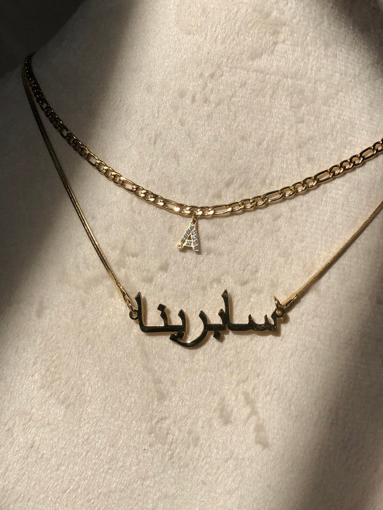 [PRE-ORDER] INITIAL CHAIN CUBIC ZIRCONIA DIAMOND / FIGARO CHAIN