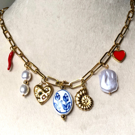 RED SPICE CHARM NECKLACE [18K GOLD PLATED]