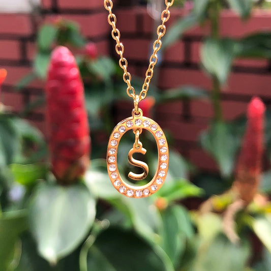 INITIAL LETTER CZ FRAME NECKLACE