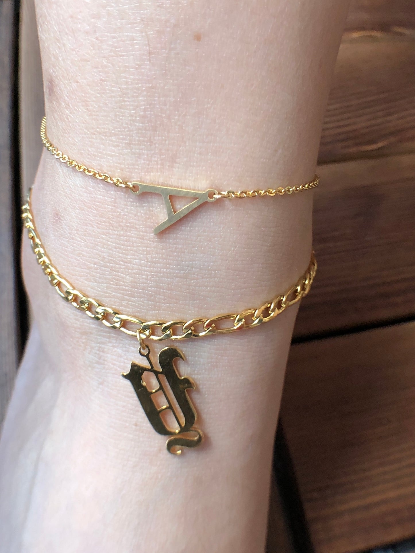 [SALE] GOTHIC INITIAL FIGARO CHAIN ANKLET