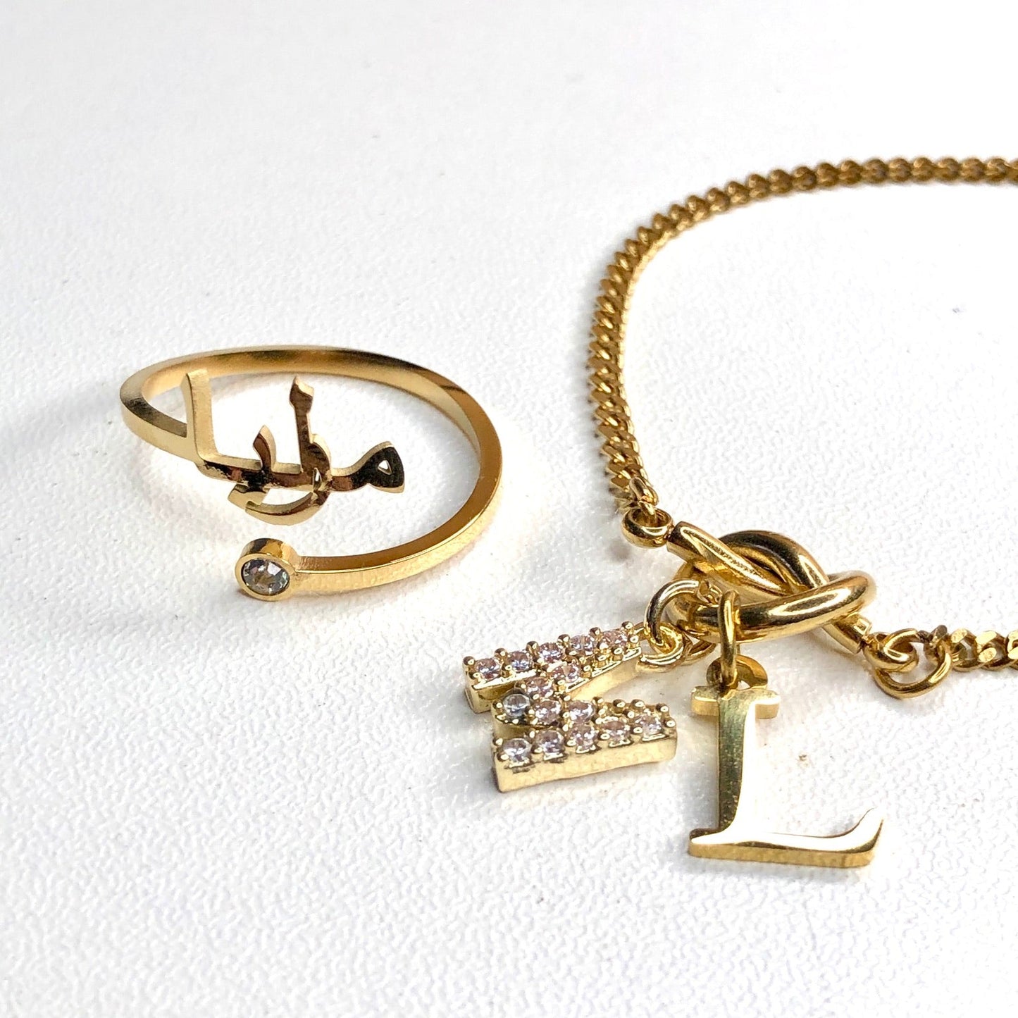 [BUNDLE SET] LOVE KNOT BRACELET + NAME RING