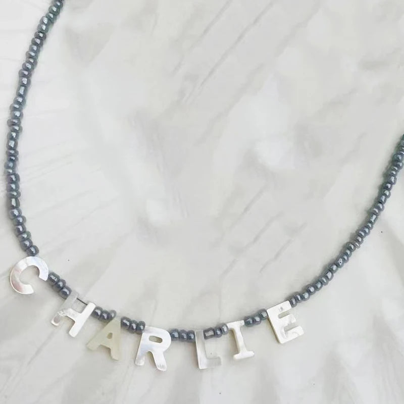 [PRE-ORDER] NAME NECKLACE BEADED SHELL LETTERS