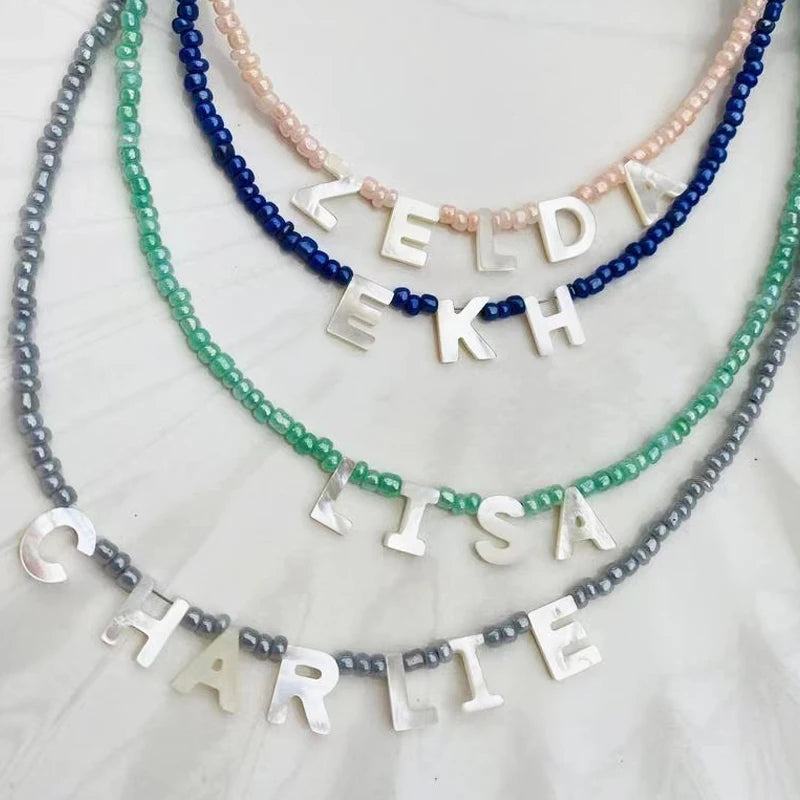 [PRE-ORDER] NAME NECKLACE BEADED SHELL LETTERS