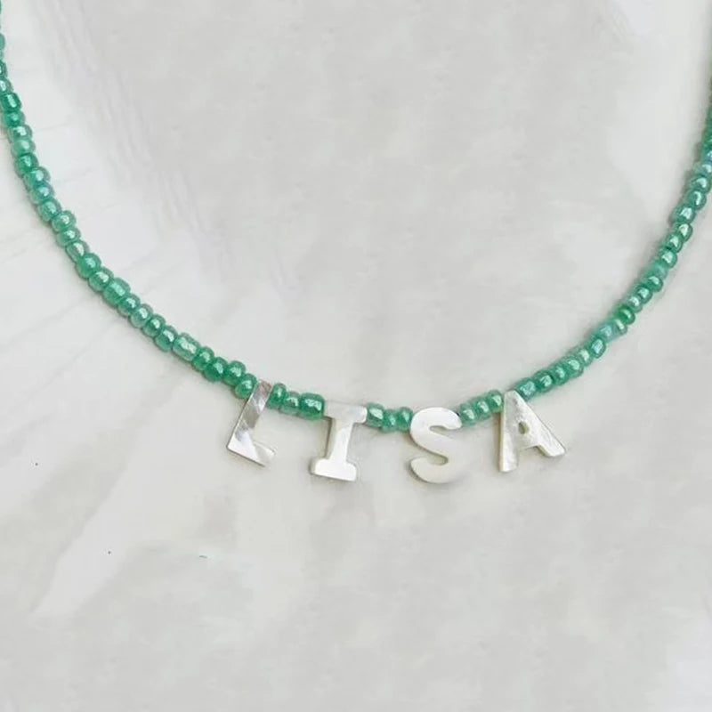 [PRE-ORDER] NAME NECKLACE BEADED SHELL LETTERS