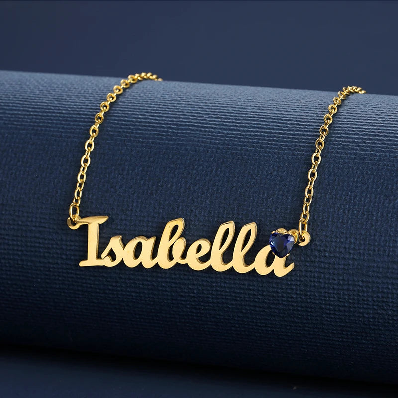 [PRE-ORDER] NAME NECKLACE BIRTHSTONE (HEART)