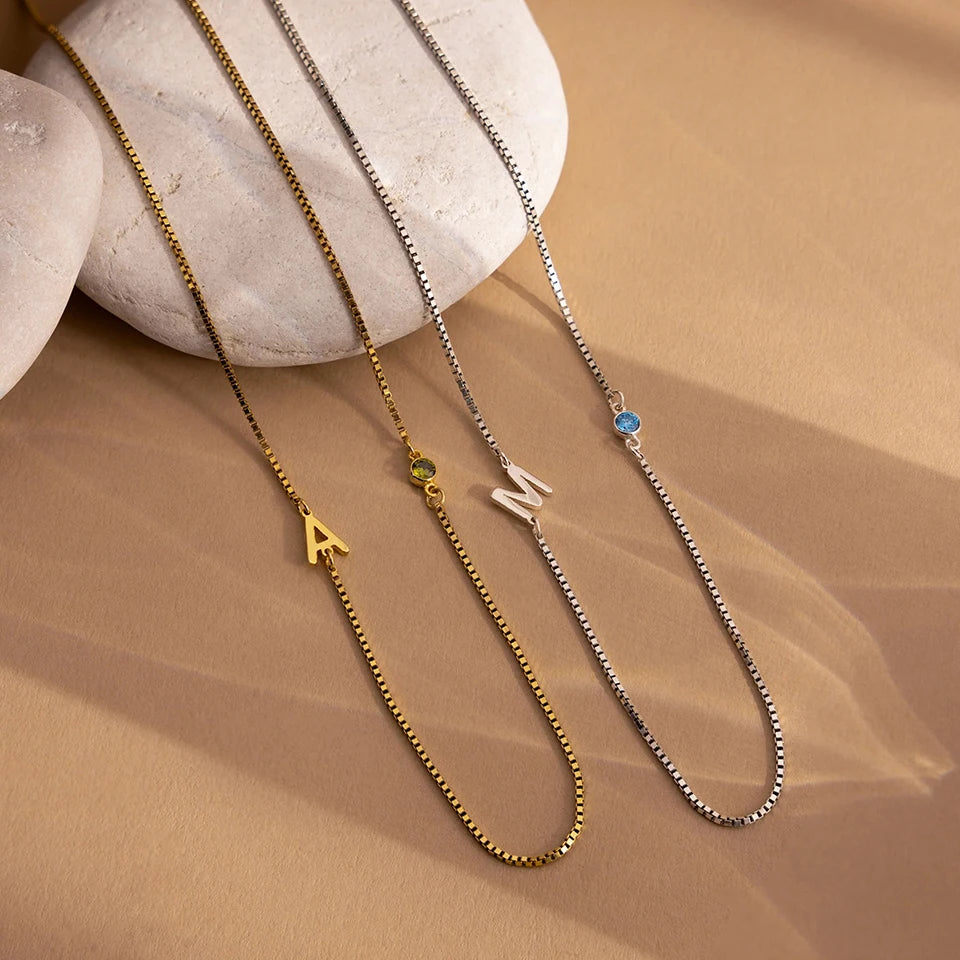 [PRE-ORDER] INITIAL DUAL BIRTHSTONE NECKLACE