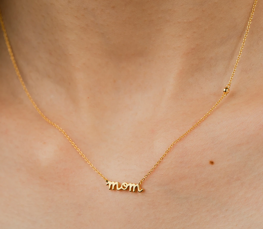 MOM + CZ Diamond Charm Necklace | 925 Silver