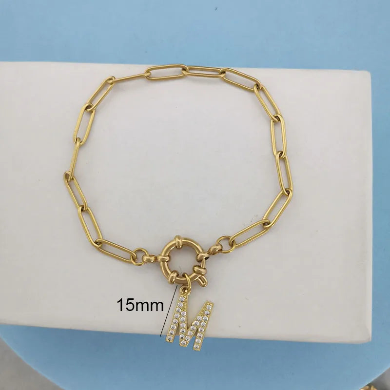 [PRE-ORDER] INITIAL CHARM PAPERCLIP BRACELET