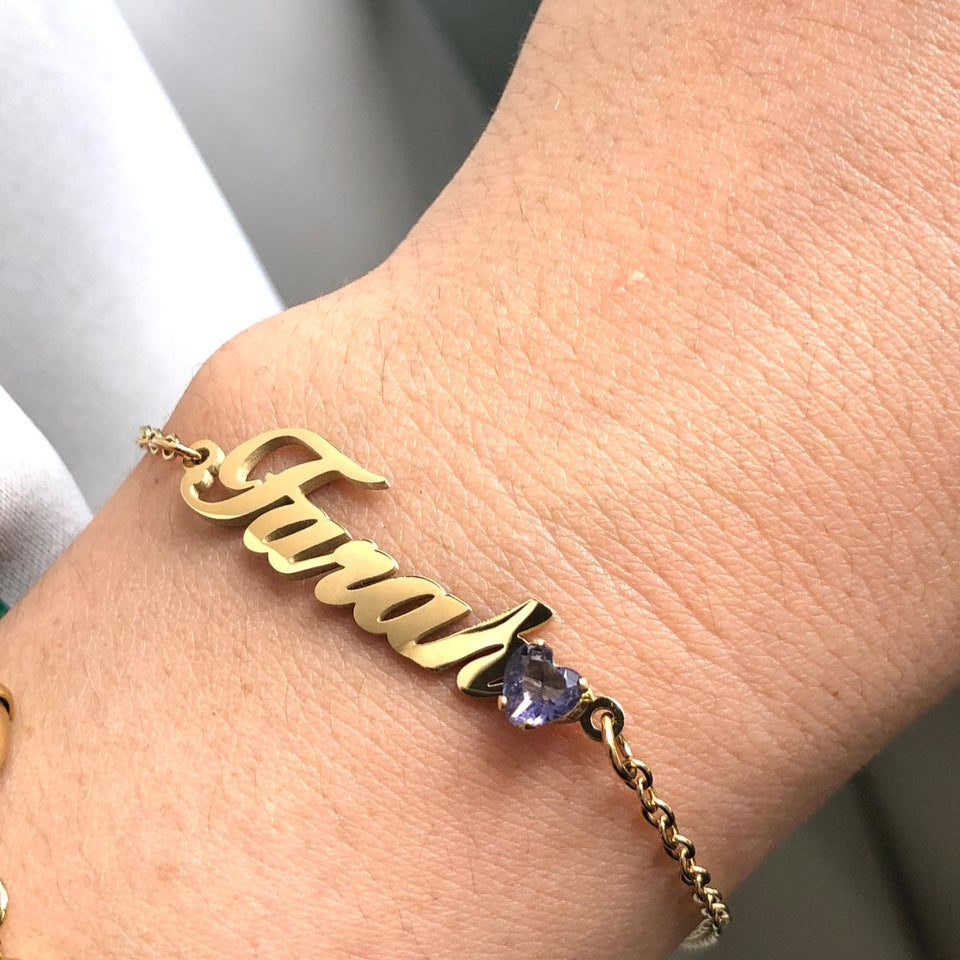 [PRE-ORDER] NAME BRACELET BIRTHSTONE (HEART)