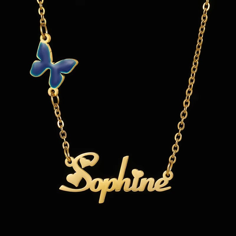 [PRE-ORDER] NAME NECKLACE + BUTTERFLY ENAMEL