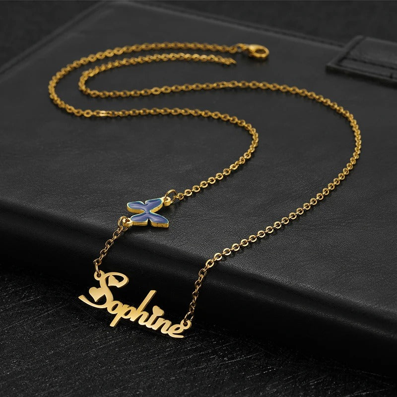 [PRE-ORDER] NAME NECKLACE + BUTTERFLY ENAMEL